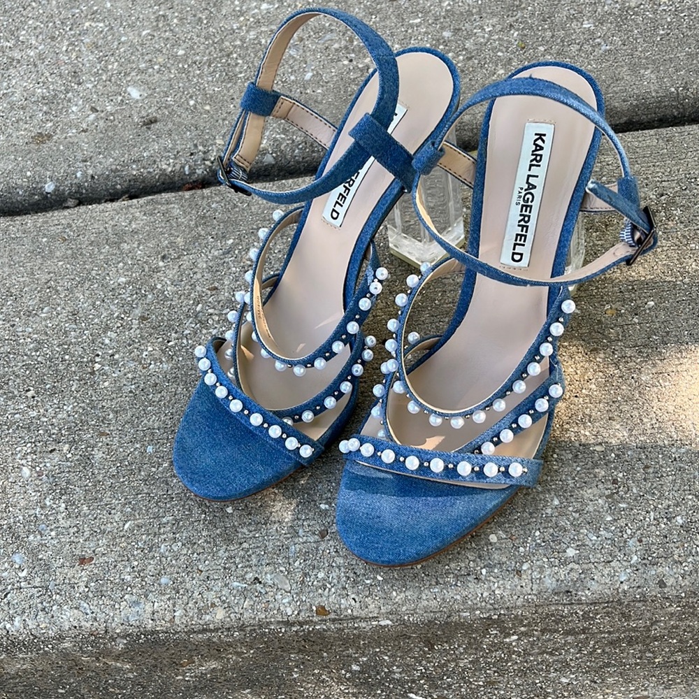 Karl Lagerfeld denim heels